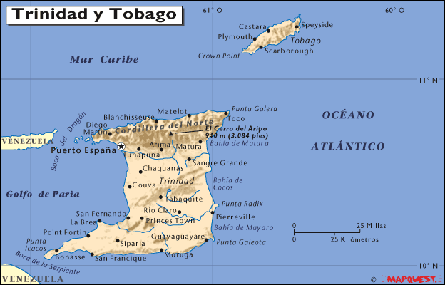 Mapa de Trinidad y Tobago